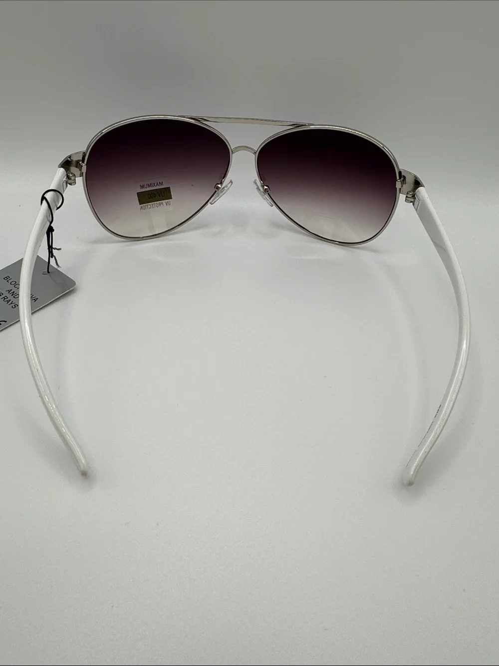 Silver Aviator Sunglasses with Purple Gradient Lenses